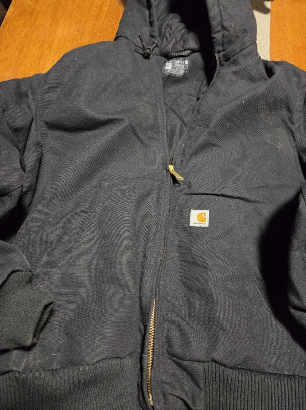 Carhartt Men's Black Zip Jacket Hooded XL